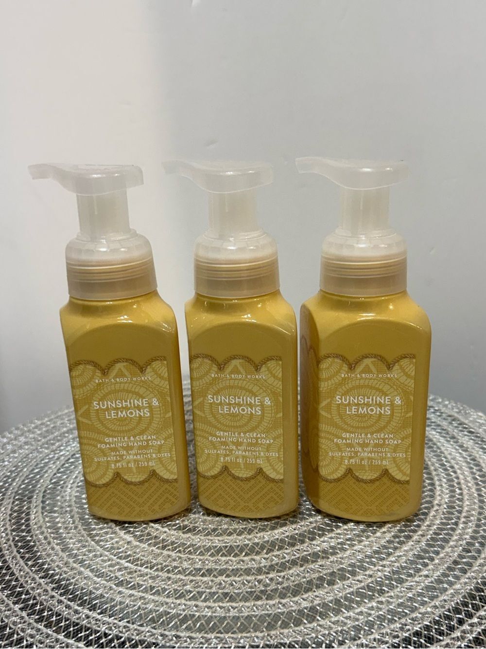 BBW Sunshine and Lemons Foaming Hand Soap Set of 3 NWT